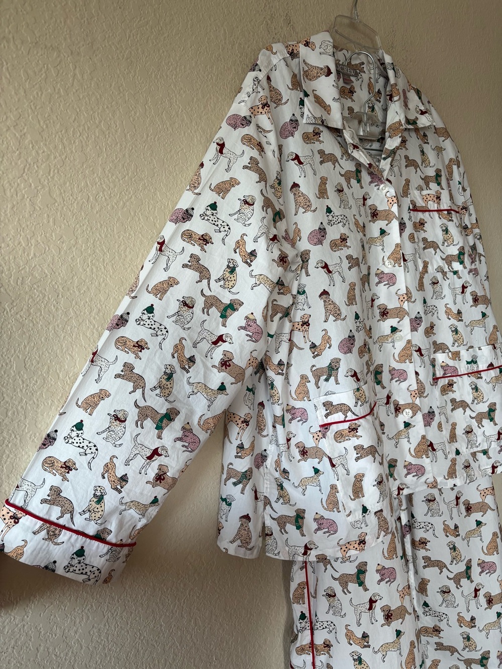 J. Crew Cotton poplin pajama pant set in snow dogs print XXL - Picture 4 of 9